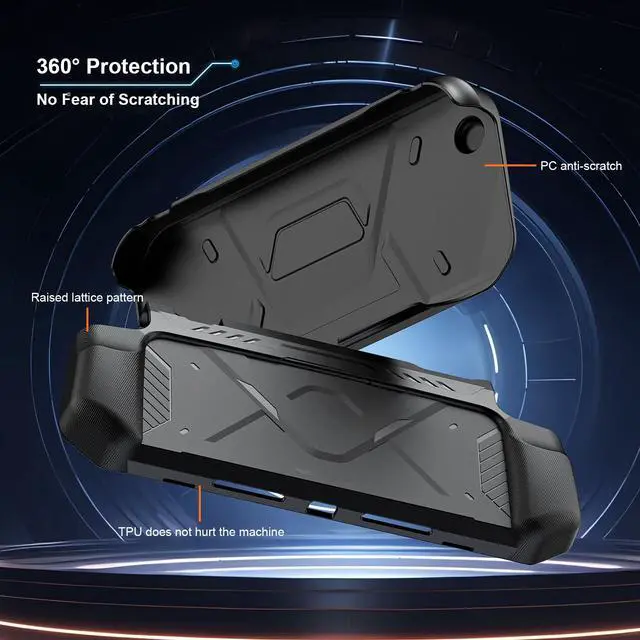 Alt view image 4 of 6 - for Nintendo Switch 2 Case (2025 Release) Protective Handheld Case with Ergonomic Grip and Strap PC+TPU Grip Protective Cover Accessories Compatible with Switch 2 Console,Black