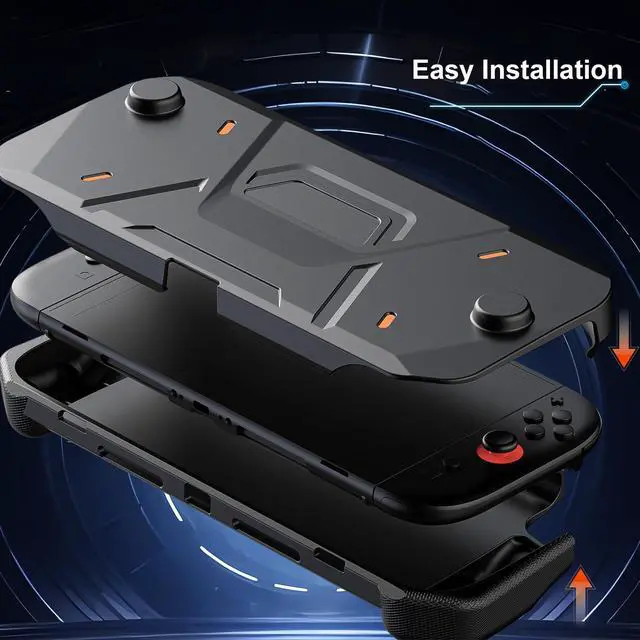 Alt view image 5 of 6 - for Nintendo Switch 2 Case (2025 Release) Protective Handheld Case with Ergonomic Grip and Strap PC+TPU Grip Protective Cover Accessories Compatible with Switch 2 Console,Black