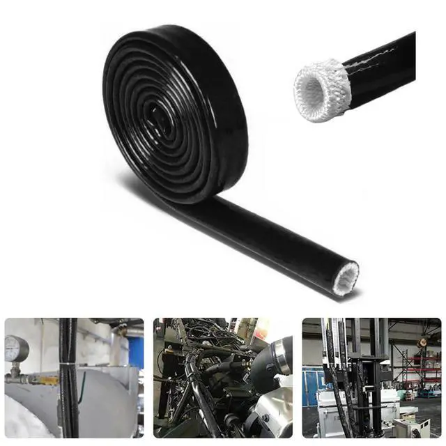 Alt view image 6 of 6 - Fuel Line Heat Shield Insulation Heat Sleeve Wire Heat Shield Fuel Line Heat Shield Sleeve Fire Sleeve Silicone Coated Fiberglass Heat Protection for Automotive Hose Lines & Electrical Wiring 1/2" ID