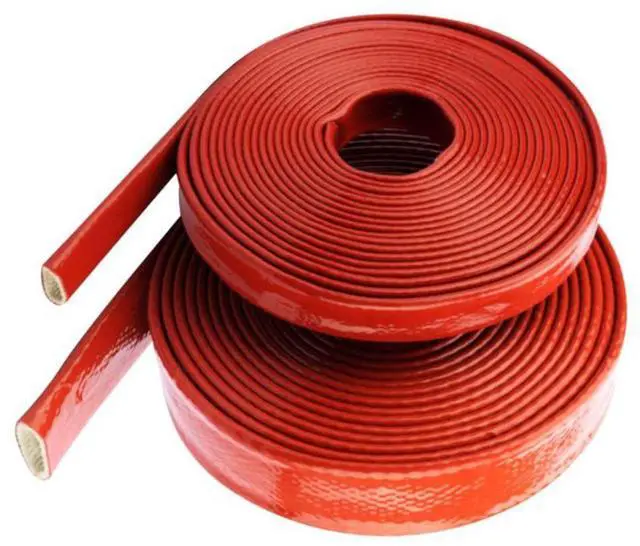 Main image of Fuel Line Heat Shield Insulation Heat Sleeve Fuel Line Heat Shield Sleeve Fire Sleeve Silicone Coated Fiberglass Heat Protection for Automotive Hose Lines & Electrical Wiring 3/4" ID Red