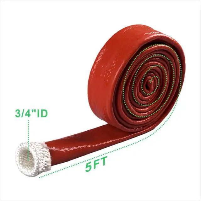 Alt view image 3 of 6 - Fuel Line Heat Shield Insulation Heat Sleeve Fuel Line Heat Shield Sleeve Fire Sleeve Silicone Coated Fiberglass Heat Protection for Automotive Hose Lines & Electrical Wiring 3/4" ID Red