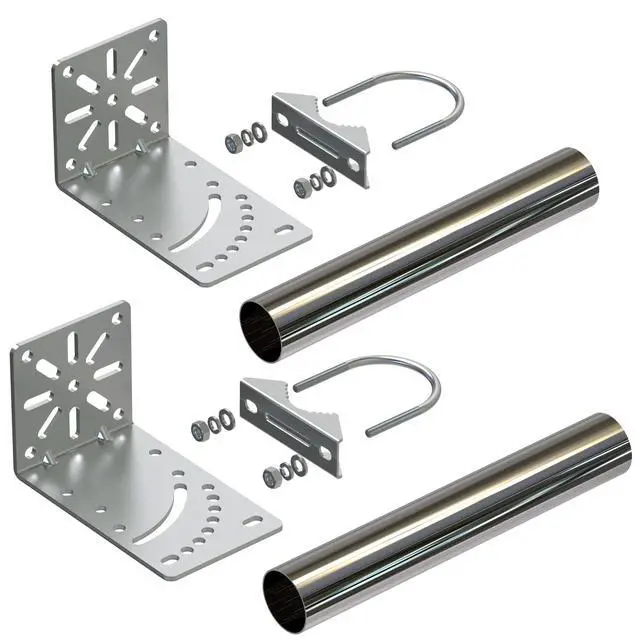 Alt view image 2 of 4 - 2PCS 1.5" Diameter 12" Length Universal Outdoor Adjustable Antenna Mount Pole Bracket to Wall Weather Station Antenna Mast Mounting Pole Clamp Kit