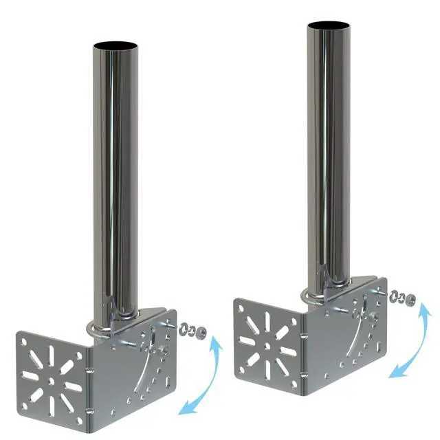 Alt view image 3 of 4 - 2PCS 1.5" Diameter 12" Length Universal Outdoor Adjustable Antenna Mount Pole Bracket to Wall Weather Station Antenna Mast Mounting Pole Clamp Kit