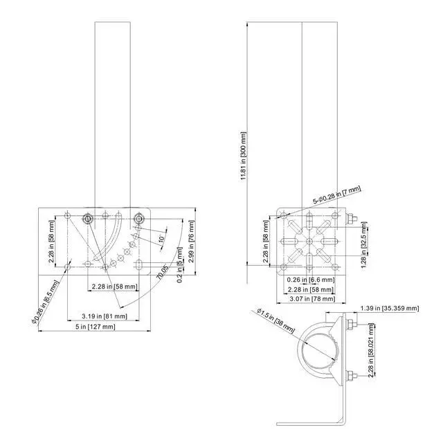 Alt view image 4 of 4 - 2PCS 1.5" Diameter 12" Length Universal Outdoor Adjustable Antenna Mount Pole Bracket to Wall Weather Station Antenna Mast Mounting Pole Clamp Kit