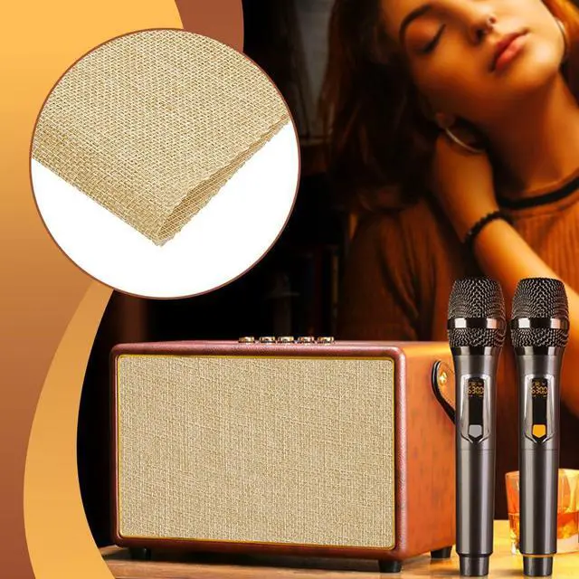 Alt view image 5 of 5 - 19.7x57.5 Inch Beige Linen Speaker Grill Cloth Linen Speaker Fabric 0.5mm Thick Stereo Fabric Dustproof Speaker Fabric Replacement Mesh Cloth for Home Stage Speakers Media KTV Boxes Repair