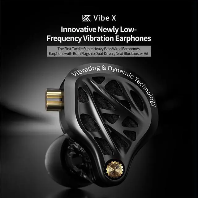 Alt view image 2 of 6 - KZ Vibe X 10mm Dynamic & 13mm Vibration Drivers IEM HiFi Wired Earbuds | 3D Tactile Bass, 180° Wide Soundstage, Silver-Plated Cable, Earphones for Gaming Music Audiophiles (Type C with Mic)