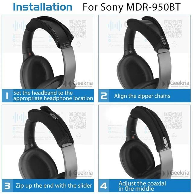 Alt view image 5 of 6 - Headband Cover for Sony WH-1000XM4/XM3/XM2/1000X, ULT WEAR, WH-ULT900N, WH-XB950N1/XB910N/XB900N, MDR-XB950BT/XB650BT, MDR-10RBT/10RNC/10R Headphones, Replacement Repair Part (Black)