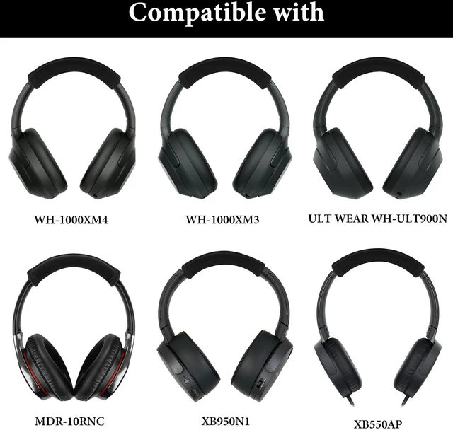Alt view image 6 of 6 - Headband Cover for Sony WH-1000XM4/XM3/XM2/1000X, ULT WEAR, WH-ULT900N, WH-XB950N1/XB910N/XB900N, MDR-XB950BT/XB650BT, MDR-10RBT/10RNC/10R Headphones, Replacement Repair Part (Black)