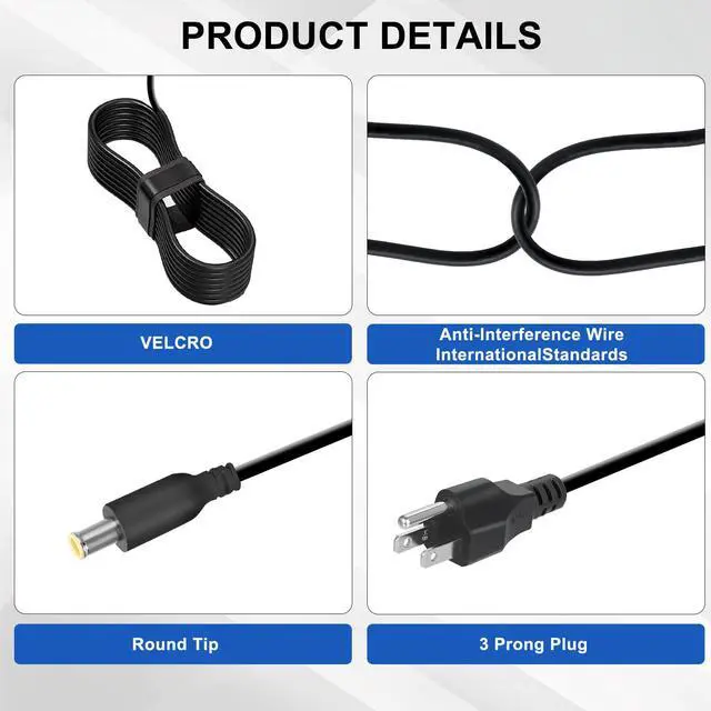 Alt view image 6 of 6 - 19.5V Power Supply Cord Compatible with Sony KDL-55W805C KD-55X720E KDL-55W800C XBR-43X800E XBR-43X800D XBR-49X800E XBR-49X800D XBR-55X850D KD-43X720E TV Supply Adapter Charger