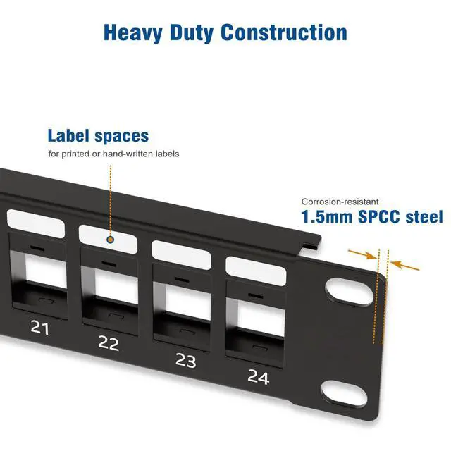 Alt view image 4 of 6 - 2-Pack 24 Port Blank Keystone Patch Panel and 50-Pack Cat6 Keystone Coupler