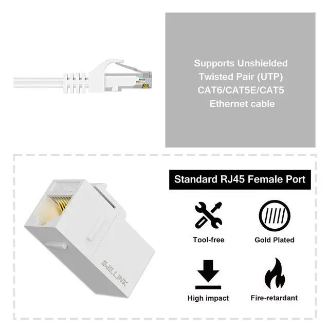 Alt view image 5 of 6 - 2-Pack 24 Port Blank Keystone Patch Panel and 50-Pack Cat6 Keystone Coupler