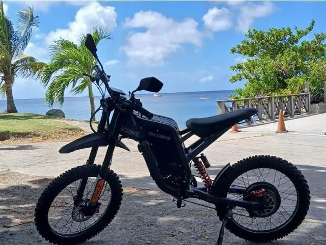 Alt view image 7 of 7 - Readygo X21 Max High Power Electric Dirt Bike for Adults, 5000W Peak 60V 30Ah Long Range Ebike, 19" x 2 Fat Tire All-Terrain 7-Speed Off Road Electric Bicycle, Black