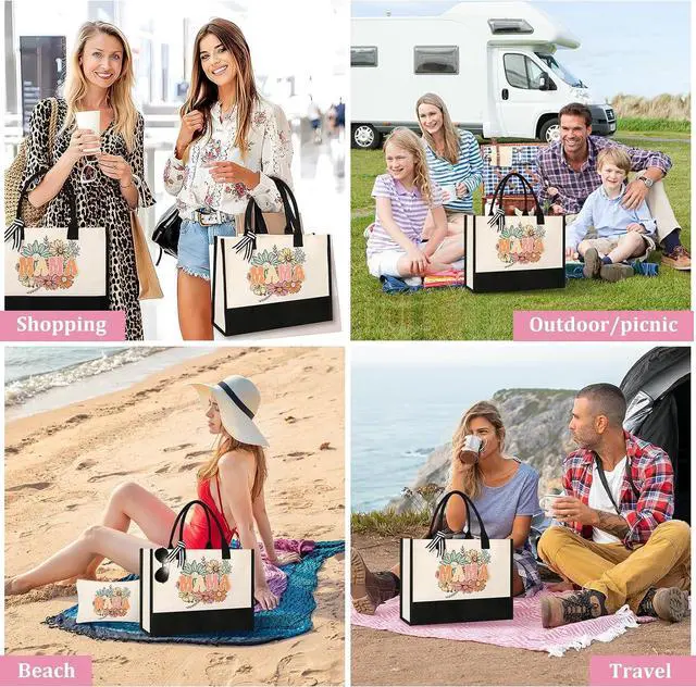 Alt view image 5 of 7 - Tecanne Mothers Day Gifts, Mom Birthday Gifts from Daughter Son, Canvas Tote Bag Makeup Bag for Mom Personalized Gift Set