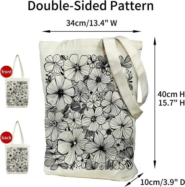 Alt view image 3 of 7 - itgowisa Canvas Tote Bag with Zipper Pocket, Travel Shopping Book Bag for Women, Gifts for Teachers, Nurses, Plant Lovers