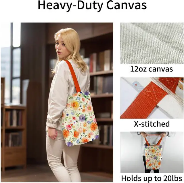 Alt view image 2 of 7 - itgowisa Canvas Tote Bag with Zipper Pocket, Travel Shopping Book Bag for Women, Gifts for Teachers, Nurses, Plant Lovers