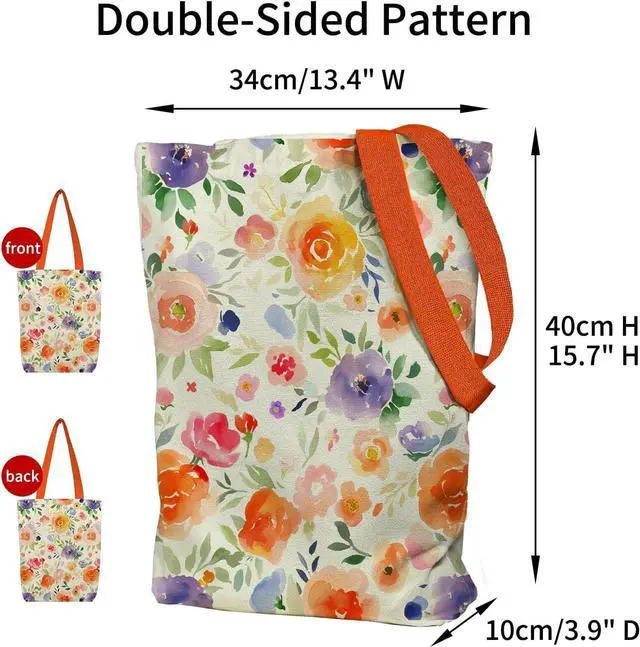 Alt view image 3 of 7 - itgowisa Canvas Tote Bag with Zipper Pocket, Travel Shopping Book Bag for Women, Gifts for Teachers, Nurses, Plant Lovers