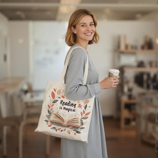 Alt view image 6 of 7 - itgowisa Canvas Tote Bag with Zipper Pocket, Travel Shopping Book Bag for Women, Gifts for Teachers, Nurses, Plant Lovers