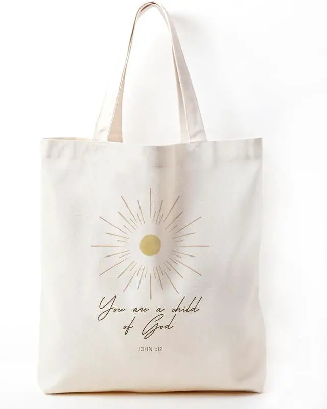 Main image of Inspirational Christian Bible Verse Foral Tote Bag for Women