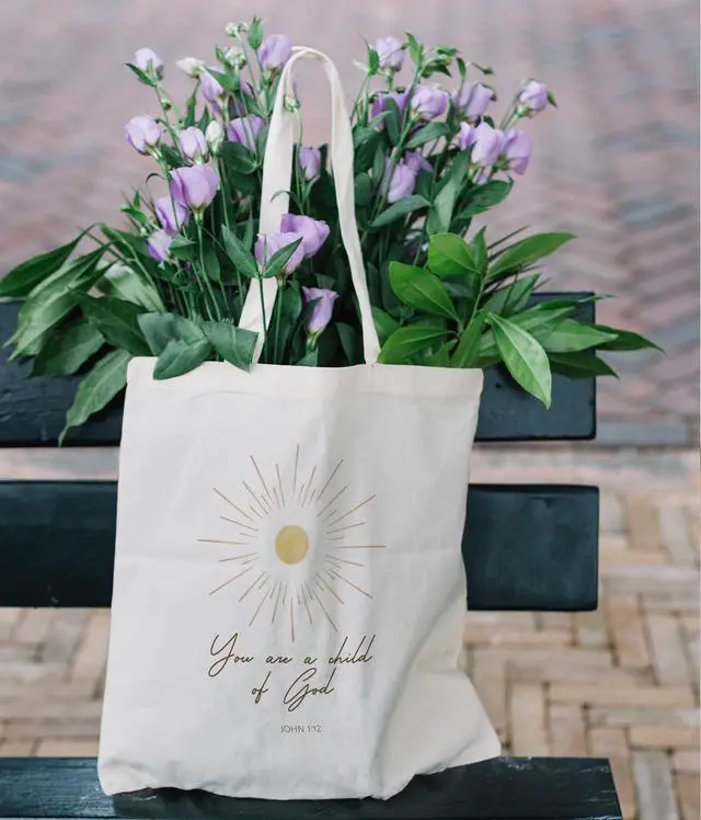 Alt view image 3 of 6 - Inspirational Christian Bible Verse Foral Tote Bag for Women
