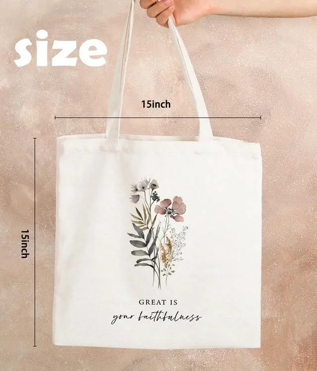 Alt view image 4 of 6 - Inspirational Christian Bible Verse Foral Tote Bag for Women