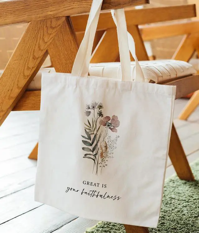 Alt view image 5 of 6 - Inspirational Christian Bible Verse Foral Tote Bag for Women