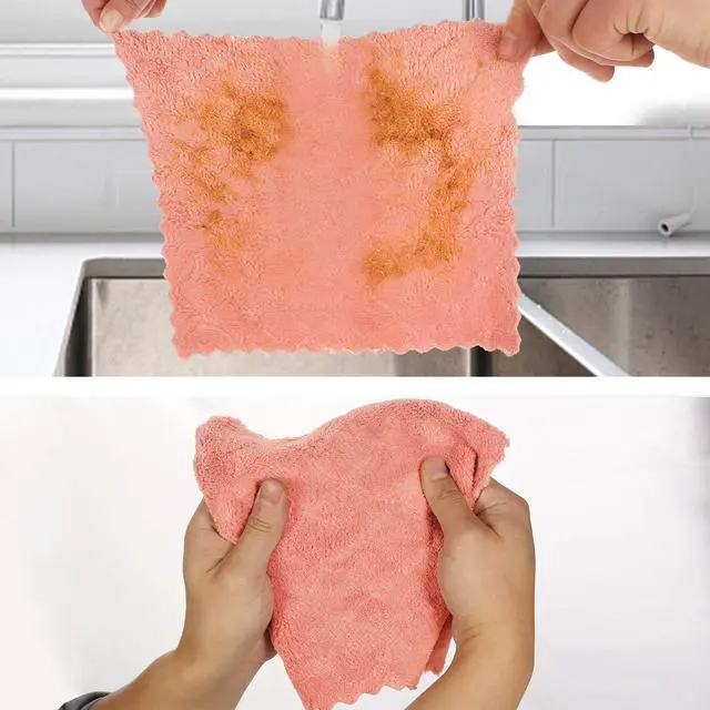 Alt view image 5 of 7 - kimteny Microfiber Dish Cloths for Washing Dishes 5 Pack, Pink-Grey