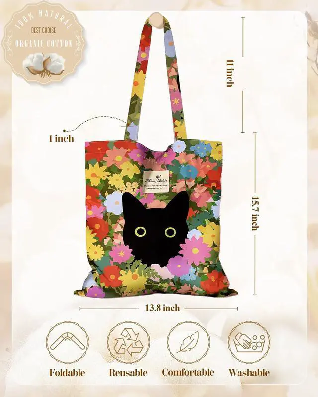 Alt view image 2 of 6 - Miss Adola Cloth Tote Bag for Women Reusable Tote with Pocket & Buckle Cute Retro Design