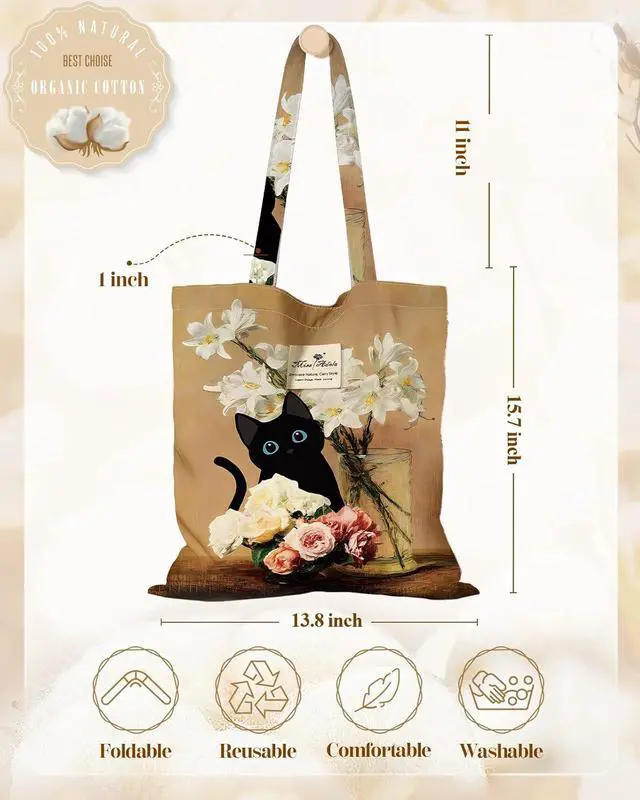Alt view image 3 of 6 - Miss Adola Cloth Tote Bag for Women Reusable Tote with Pocket & Buckle Cute Retro Design