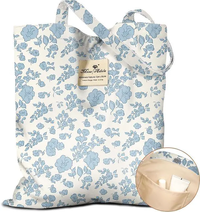 Main image of Miss Adola Cloth Tote Bag for Women Reusable Tote with Pocket & Buckle Cute Retro Design