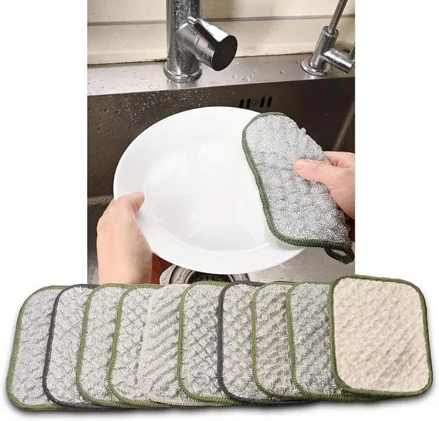 Main image of Silver Microfiber Scrubbing Pads, Non-Scratch for Pots, 10-Pack