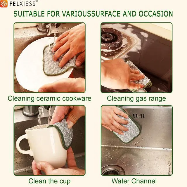 Alt view image 3 of 7 - Silver Microfiber Scrubbing Pads, Non-Scratch for Pots, 10-Pack