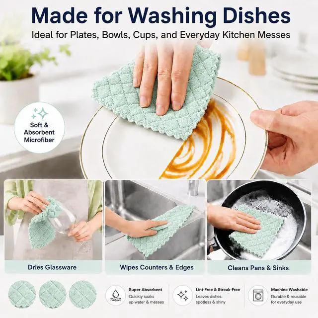 Alt view image 3 of 7 - kimteny 12 Pack Dish Cloths for Washing Dishes