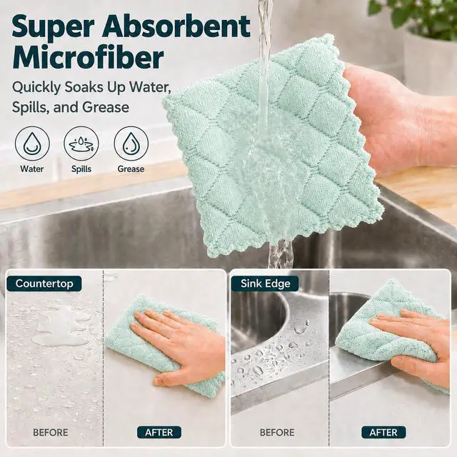 Alt view image 4 of 7 - kimteny 12 Pack Dish Cloths for Washing Dishes