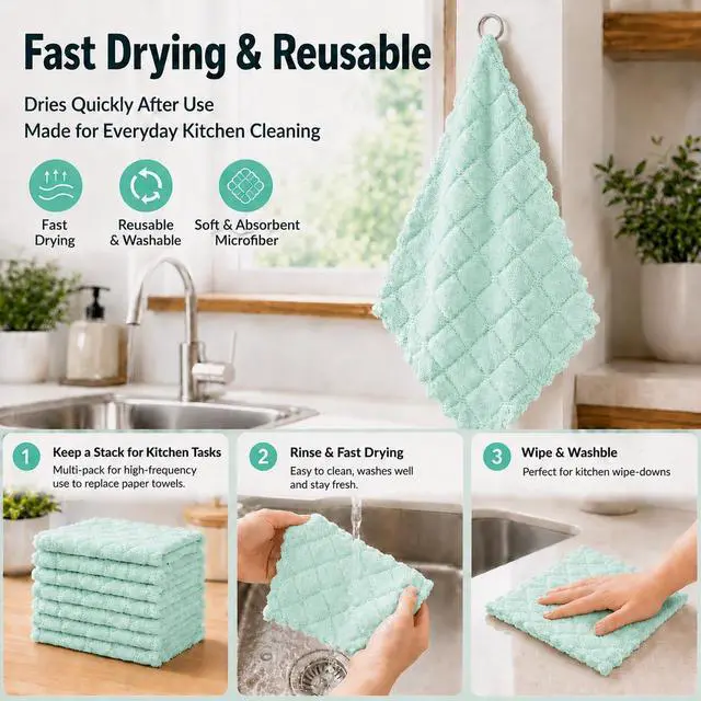 Alt view image 5 of 7 - kimteny 12 Pack Dish Cloths for Washing Dishes