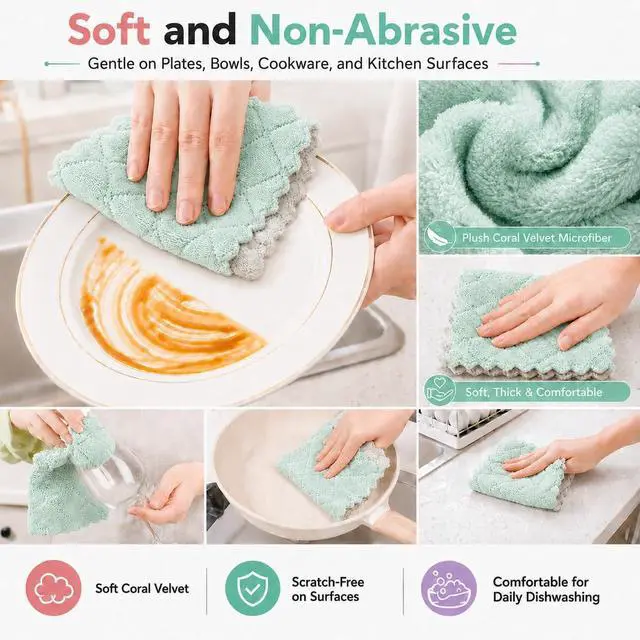 Alt view image 6 of 7 - kimteny 12 Pack Dish Cloths for Washing Dishes