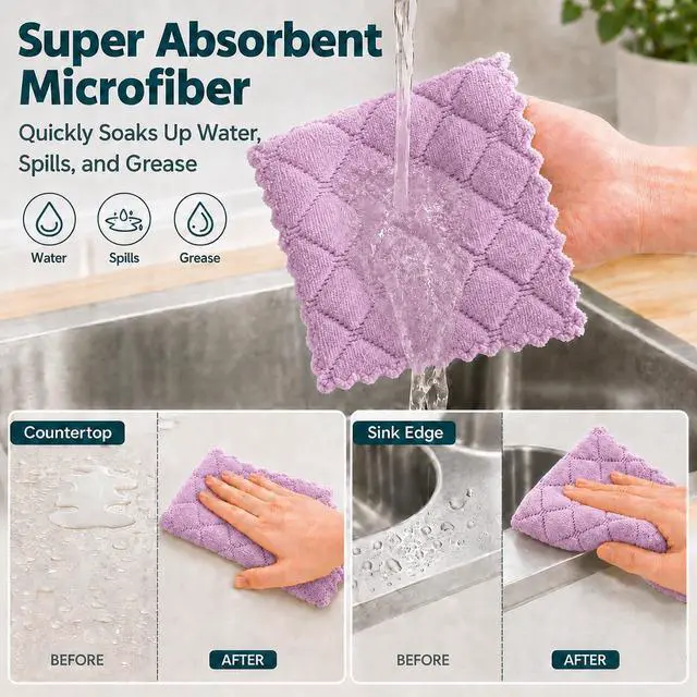 Alt view image 4 of 7 - kimteny 12 Pack Dish Cloths for Washing Dishes