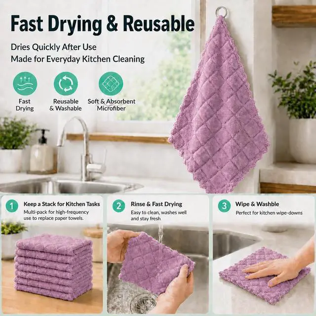 Alt view image 5 of 7 - kimteny 12 Pack Dish Cloths for Washing Dishes