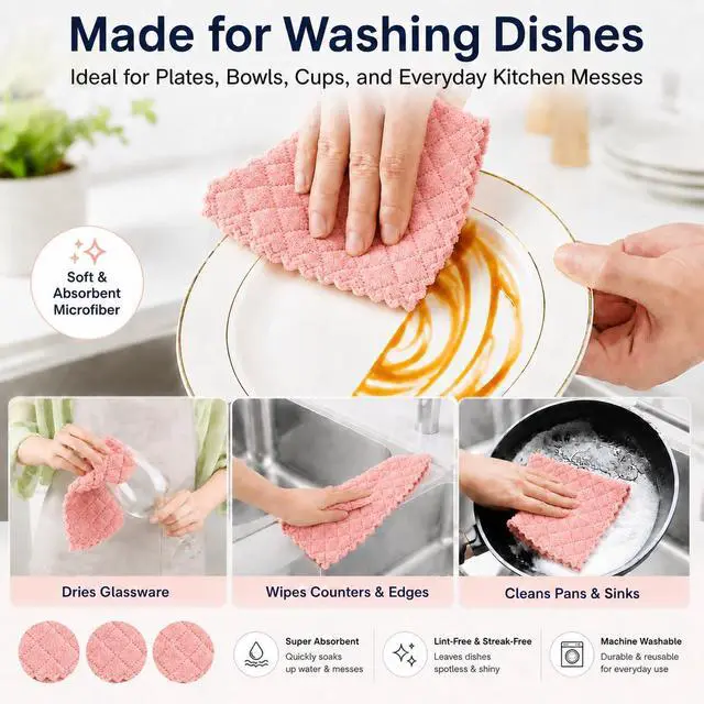 Alt view image 3 of 7 - kimteny 12 Pack Dish Cloths for Washing Dishes