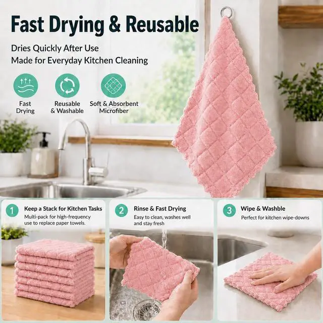 Alt view image 5 of 7 - kimteny 12 Pack Dish Cloths for Washing Dishes
