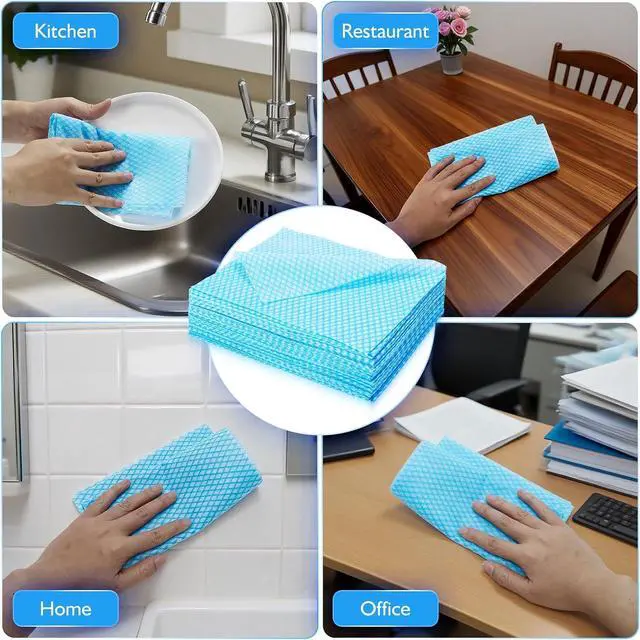 Alt view image 7 of 7 - 60Pack Disposable Dish Cloths for Kitchen,13.8x15.7"Cleaning Wipes