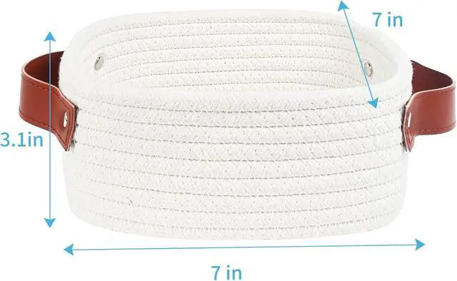 Alt view image 2 of 7 - ABenkle Small Storage Basket, Mini Baskets, Cute Rope Woven Basket for Organizing, Square Shelf Storage with Handle, Boho Decorative Toy Bin for Nursery, Spa, Empty Gift Baskets - XS