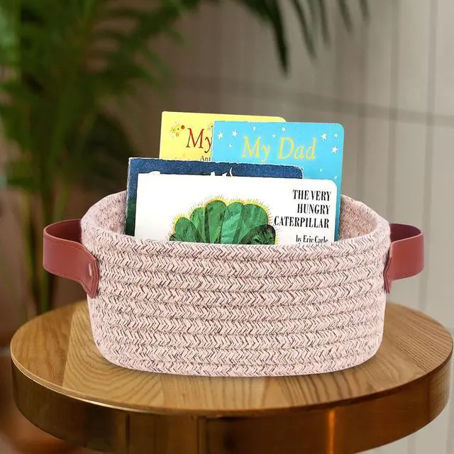 Alt view image 3 of 7 - ABenkle Small Storage Basket, Mini Baskets, Cute Rope Woven Baskets for Organizing, Square Shelf Storage with Handle, Boho Decorative Toy Bin for Nursery, Spa, Empty Gift Basket - XS, Mixed Brown