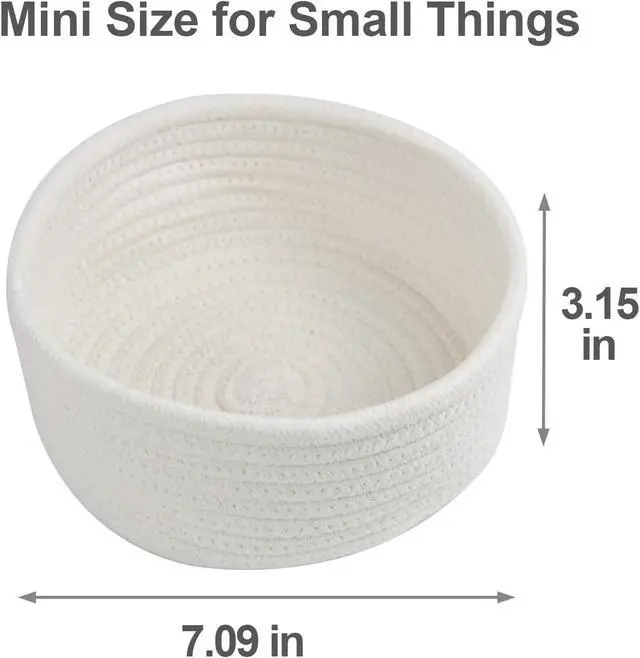 Alt view image 4 of 6 - 3 Pack Small Woven Cotton Rope Baskets for Organizing, White