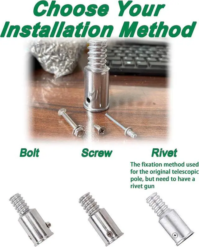 Alt view image 3 of 7 - (2-Pack) 1" Threaded Tips Replacement for Extension Poles Repairing, Push Broom Handle Threaded End