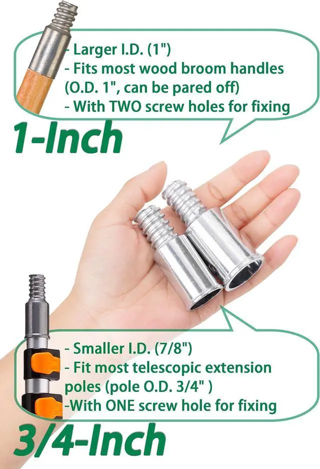 Alt view image 4 of 7 - (2-Pack) 1" Threaded Tips Replacement for Extension Poles Repairing, Push Broom Handle Threaded End