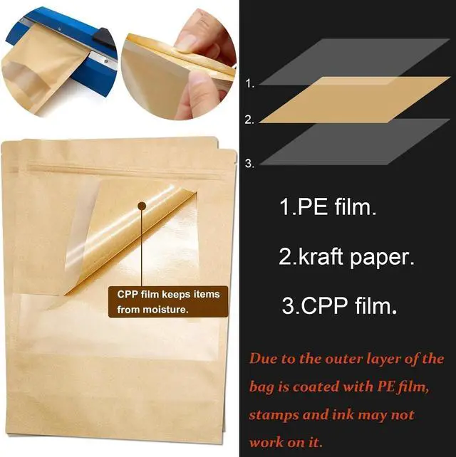 Alt view image 6 of 7 - 50 Pack Kraft Resealable Bags with Window for Storage (2.5 x 4.3 Inches)
