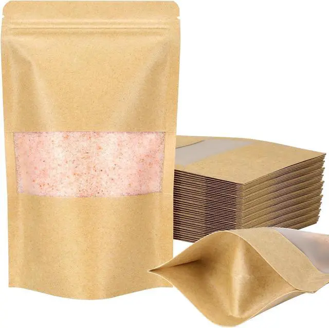 Main image of 50 Pack Kraft Resealable Bags with Window for Storage (4 x 6.5 Inches)