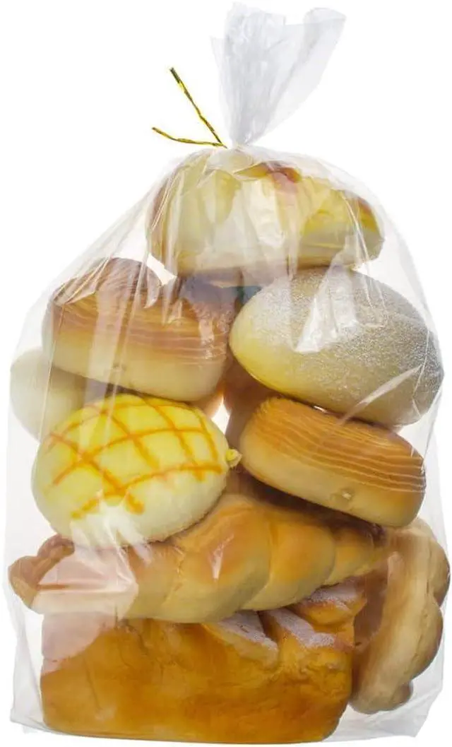 Main image of 50 Pcs Bread Bags with Ties - 8x18 Inch with 4" Side Gusset Clear Plastic Bakery Bags for Homemade Sourdough, Artisan Loaves, Crusty Bread Storage