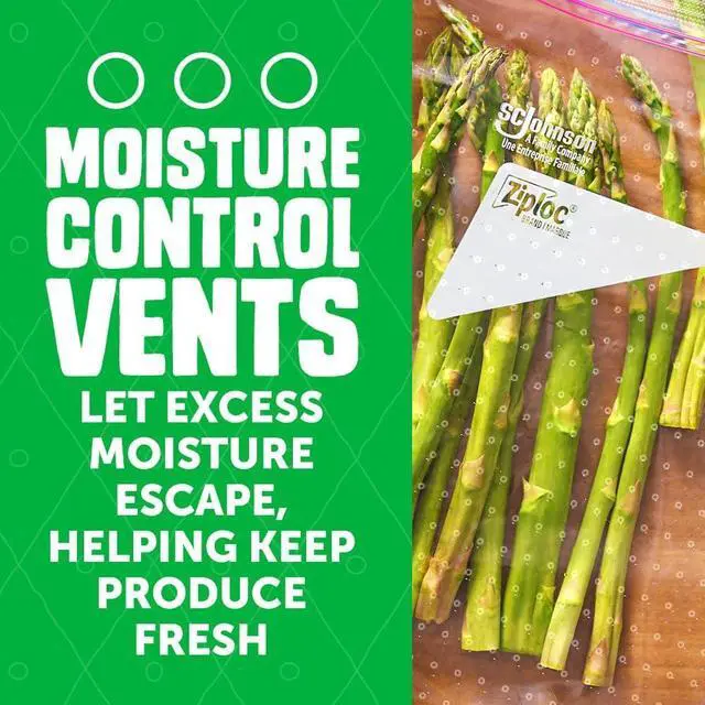 Alt view image 2 of 7 - Ziploc Food Storage Produce Bags, Seal Top to Keep and Control Moisture, 15 Bags Total