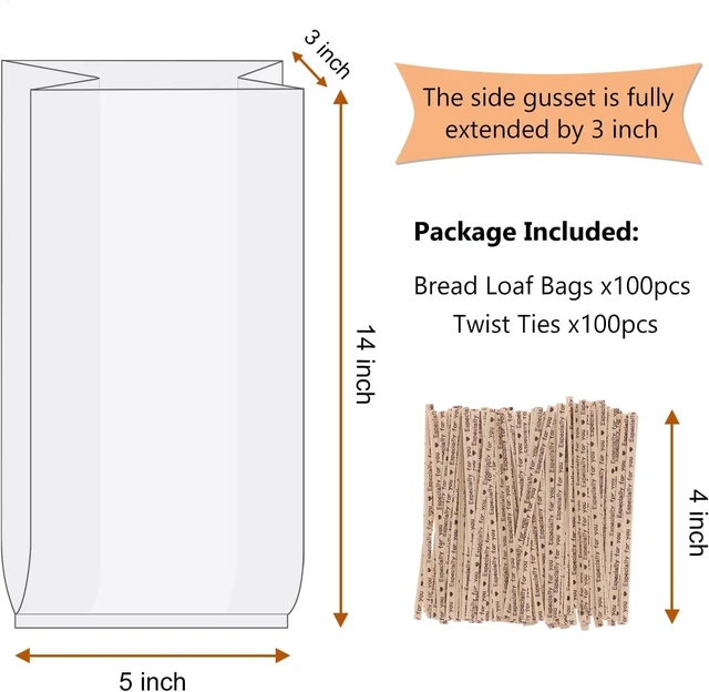 Alt view image 2 of 7 - Morepack Plastic Bread Bags for Homemade Bread 14x3x5 In 100 Pcs